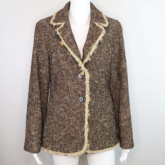 Doncaster Brown Boucle Tweed Career Blazer Jacket - Picture 1 of 6